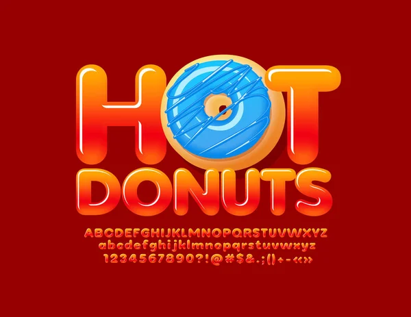 Vector Signo Brillante Hot Donut Para Panadería Letras Números Símbolos — Archivo Imágenes Vectoriales