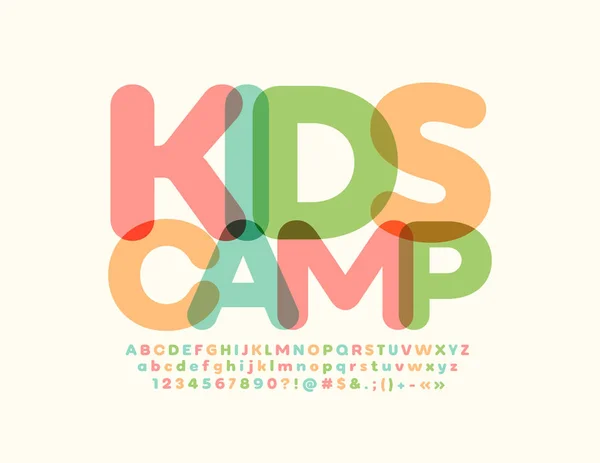 Vettore Colorato Segno Bambini Camp Carattere Creativo Brillante Serie Lettere — Vettoriale Stock