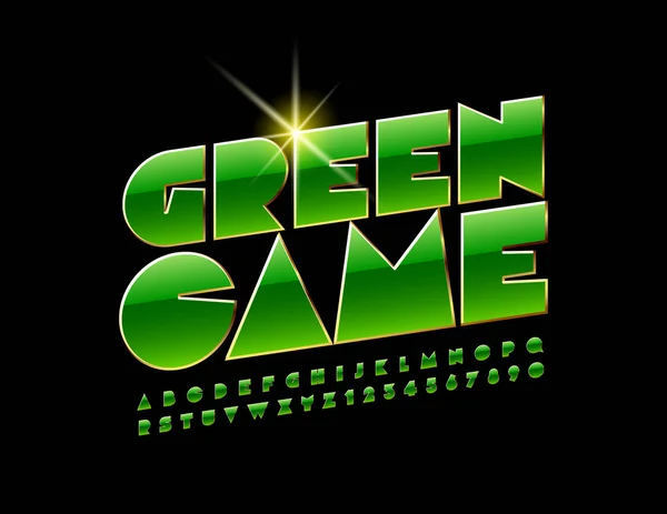 Векторний Чіткий Знак Зелена Гра Унікальні Літери Цифри Символи Яскравий — стоковий вектор