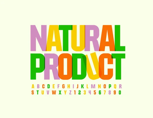 Vector Kleurrijke Banner Natuurlijke Product Met Transparant Lettertype Heldere Hoofdletters — Stockvector