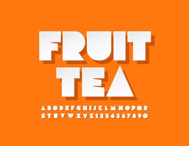 Vektör modern işareti Meyve Çay yaratıcı beyaz Font ile. Büyük harf trendy Alfabe Harfler ve Sayılar 