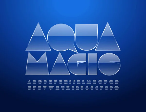 Vektor Hochglanz Logo Aqua Magic Mit Eisschrift Durchsichtiges Großbuchstaben Glasbuchstaben — Stockvektor