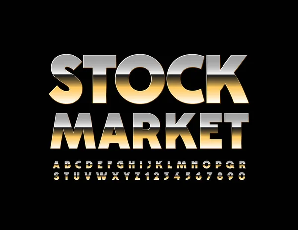 Векторный Шикарный Фондовый Рынок Яркий Стильный Шрифт Золотой Набор Букв — стоковый вектор