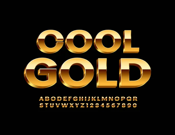 Vector Cool Gold Font Letras Números Símbolos Del Alfabeto Chic — Vector de stock