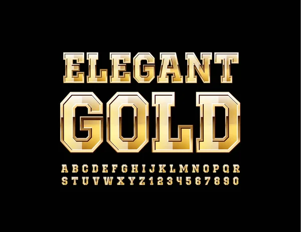 Alphabet Majuscule Vector Elegant Gold Police Style Moderne Lettres Chiffres — Image vectorielle