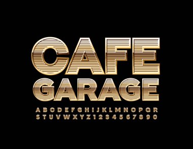 Vektör Eski Stil Altın Alfabe. Büyük Harf Dokulu Yazı Tipi, Parlak şık Harfler ve Sayılar