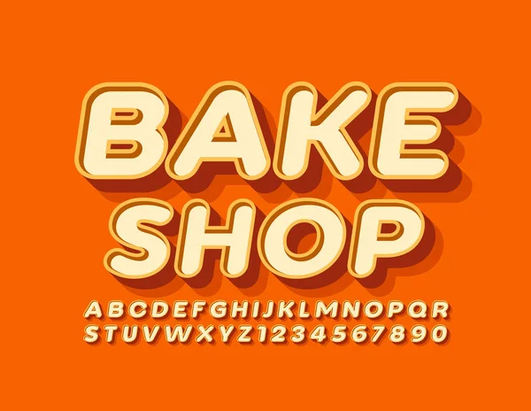 Διάνυσμα Φωτεινό Έμβλημα Bake Shop Γραμματοσειρά Ρετρό Στυλ Μοντέρνο Αλφάβητο — Διανυσματικό Αρχείο