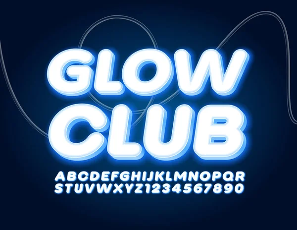 Señal Eléctrica Vectorial Glow Club Con Fuente Neón Azul Alfabeto — Archivo Imágenes Vectoriales