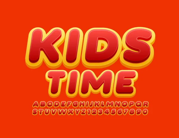 Vector Brillante Logo Kids Time Con Fuente Creativa Letras Números — Archivo Imágenes Vectoriales