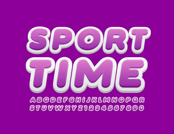 Vektorový Světlý Banner Sport Time Violet White Font Moderní Písmena — Stockový vektor