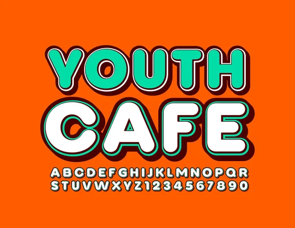 Vector Brillante Emblema Youth Café Letras Números Del Alfabeto Moda — Archivo Imágenes Vectoriales