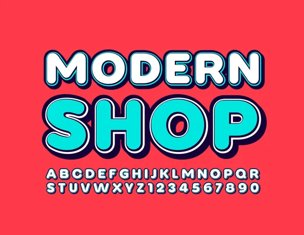 Bannière Vectorielle Lumineuse Boutique Moderne Avec Alphabet Mode Lettres Chiffres — Image vectorielle