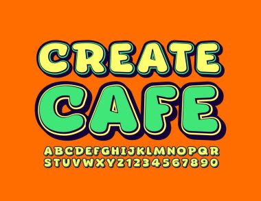 Moda Font 'lu parlak logo kreatif kafe. Retro biçim Alfabe Harfleri ve Sayıları