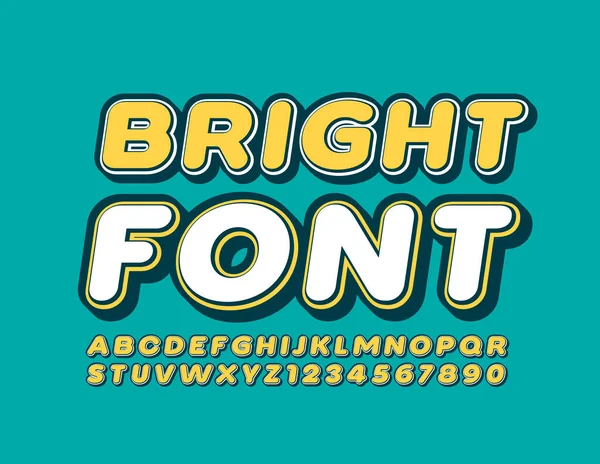 Vector Bright Font Trendy Retro Stil Alphabet Buchstaben Und Zahlen — Stockvektor