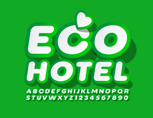 Vector Green Logo Eco Hotel Sticker Style Font 현대의 파베어 — 스톡 벡터