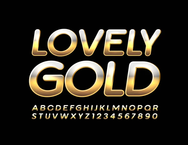 Wektor Elity Znak Lovely Gold Elegancki Błyszczący Font Luksusowe Litery — Wektor stockowy