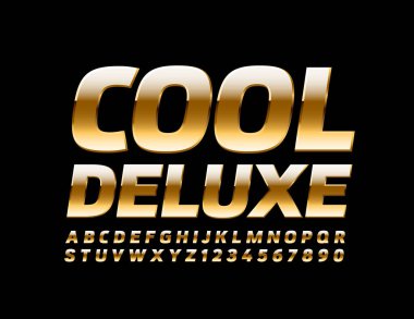 Vector Cool Deluxe Altın Font. Modern Elit Alfabe Harfleri ve Sayıları
