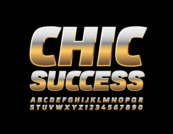 Vektorový Elitní Banner Chic Success Modern Golden Font Písmena Čísla — Stockový vektor