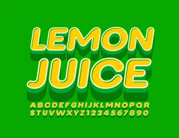 用时髦字体表示柠檬汁的向量 3D复古字母及数字 — 图库矢量图片