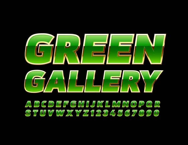 Vector Chic Banner Green Gallery Mit Glänzend Schicker Schrift Buchstaben — Stockvektor