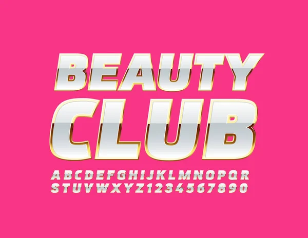 Vector Glamour Emblema Beauty Club Elegante Fuente Brillante Letras Números — Vector de stock