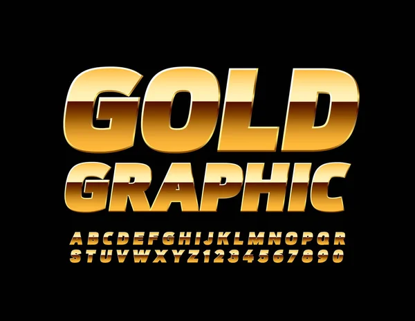 Vector Golden Font Brieven Nummers Van Het Chique Alfabet — Stockvector