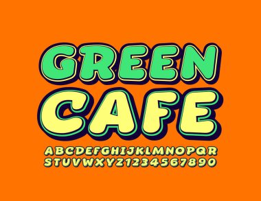 Modayı takip eden Green Cafe 'nin yaratıcı logosu. Sarı Alfabe Harfleri ve Sayıları