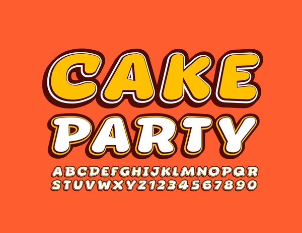 Vektorový Kreativní Banner Cake Party Módním Písmem Retro Písmena Čísla — Stockový vektor