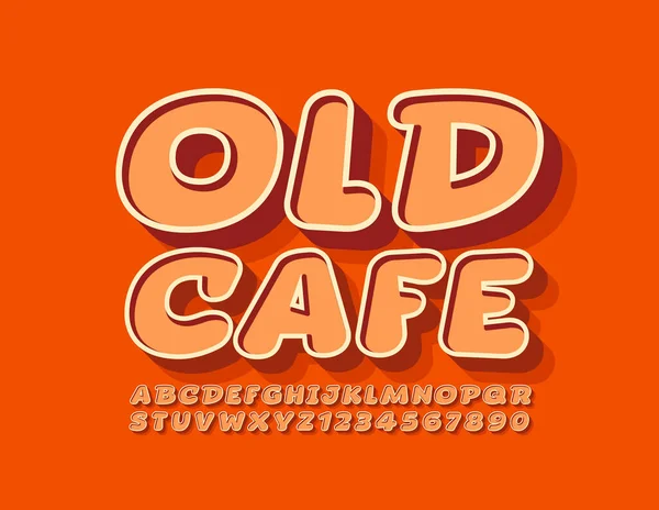 ベクトルレトロスタイルのロゴ3D古典的なフォントと古いカフェ 創造的なアルファベット文字と数字 — ストックベクタ