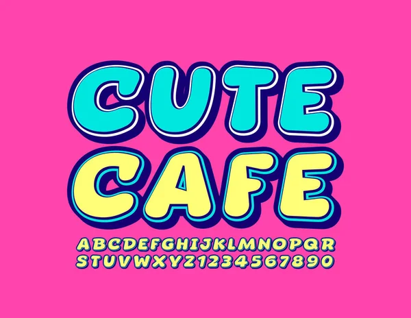 Vector Fényes Banner Aranyos Cafe Játékos Font Kreatív Ábécé Betűk — Stock Vector