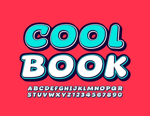Vector Helder Teken Cool Book Met Creatief Lettertype Comic Alphabet — Stockvector