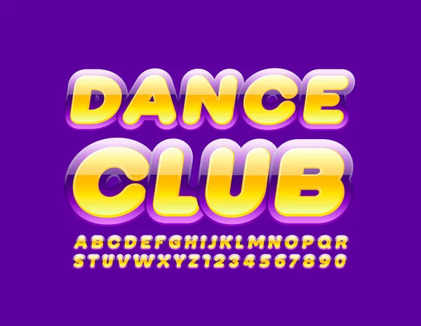 Vector Brillante Logo Dance Club Con Violeta Fuente Amarilla Letras — Archivo Imágenes Vectoriales