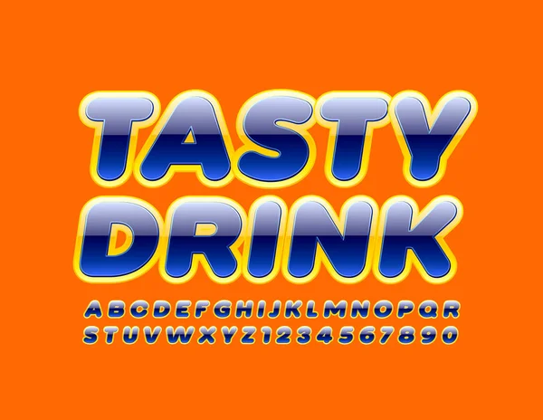 Vector Яскравий Знак Tasty Drink Glossy Font Сучасні Алфавітні Листи — стоковий вектор