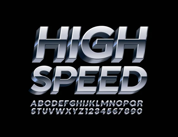 Векторний Метал Має Емблему High Speed Сучасним Font Срібні Алфавітні — стоковий вектор