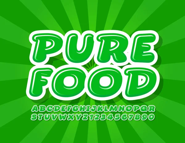 Vector Green Logo Pure Food Mit Kreativer Schrift Buchstaben Und — Stockvektor