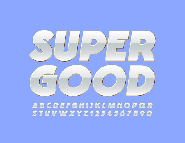 Vector Super Good White Gold Font Creative Elegant Alphabet Letters — Stock Vector