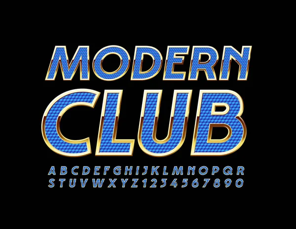 Vector Elite Logo Moderne Club Met Blauw Goud Font Getextureerde — Stockvector