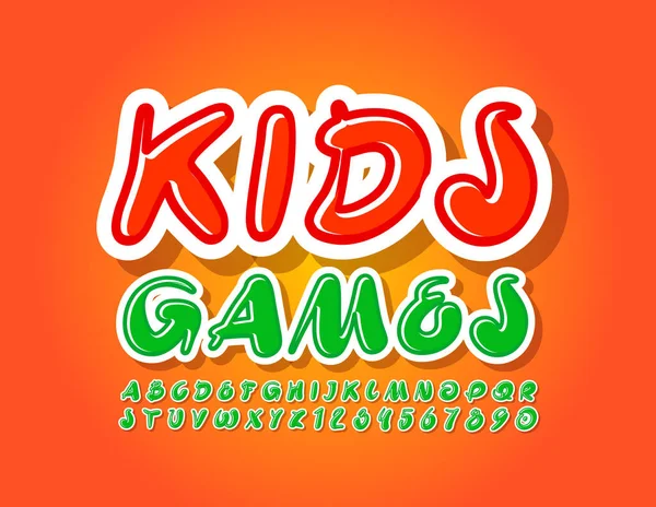 Vector Bright Banner Kids Games Artistic Font 창조적 손으로 편지와 — 스톡 벡터
