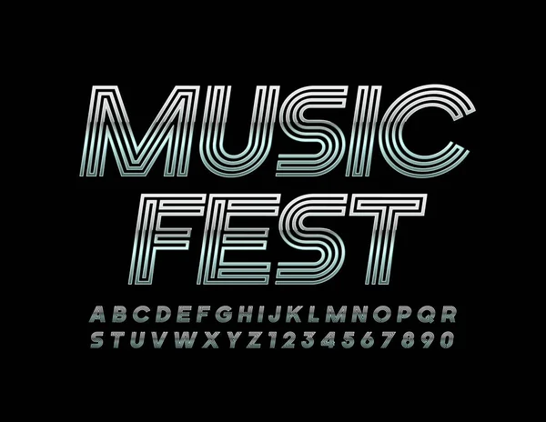 Vector Event Poster Music Fest Metal Bludiště Font Abstraktní Stříbrná — Stockový vektor