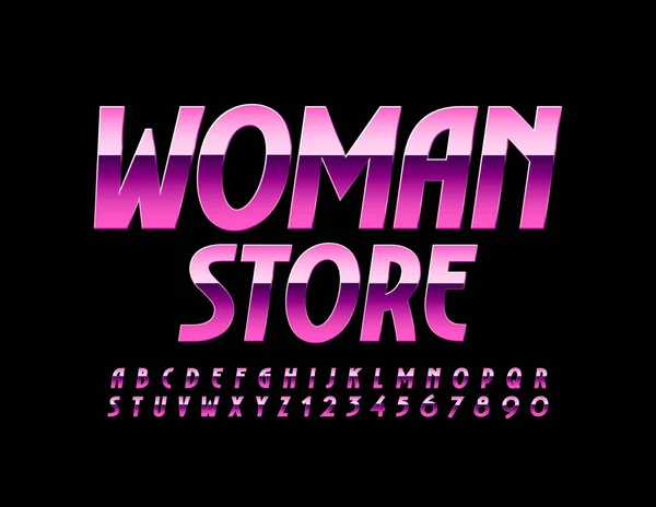 Vector Glamour Emblema Mujer Tienda Con Elegante Fuente Rosa Letras — Archivo Imágenes Vectoriales