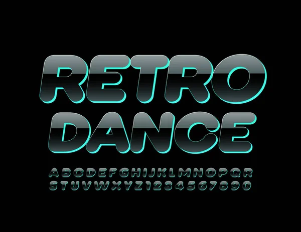 Banner Festa Vetorial Retro Dance Black Green Font Letras Números — Vetor de Stock