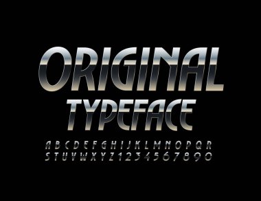 Orijinal Gümüş Yazı Tipi. Metalik Alfabe Harfleri ve Sayıları