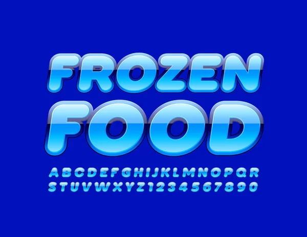 Signo Azul Vectorial Alimentos Congelados Con Fuente Brillante Letras Números — Archivo Imágenes Vectoriales