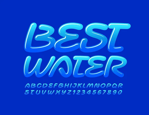 Signe Qualité Vectoriel Best Water Glossy Handwritten Font Lettres Chiffres — Image vectorielle