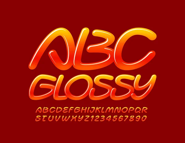 Vector Glossy Font Letras Números Del Alfabeto Dulce — Vector de stock