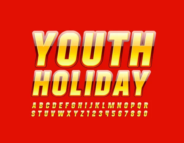 Vector Colorful Banner Youth Holiday Trendy Glossy Font Bright Alphabet — Stock Vector