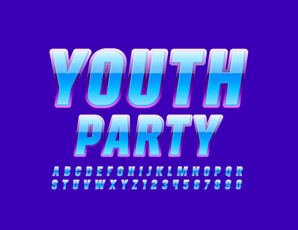 Volantino Evento Vettoriale Youth Party Con Carattere Lucido Lettere Numeri — Vettoriale Stock