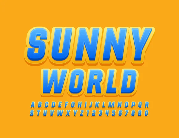 Logo Vectoriel Élégant Sunny World Police Manuscrite Lumineuse Lettres Chiffres — Image vectorielle