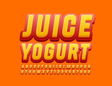 Kırmızı ve sarı fontlu vektör aromalı yoğurt. Modern Alfabe Harfleri ve Sayıları