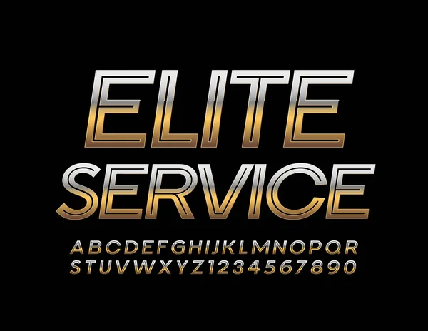 Vektor Gold Badge Elite Service Dengan Creative Chic Font Huruf - Stok Vektor